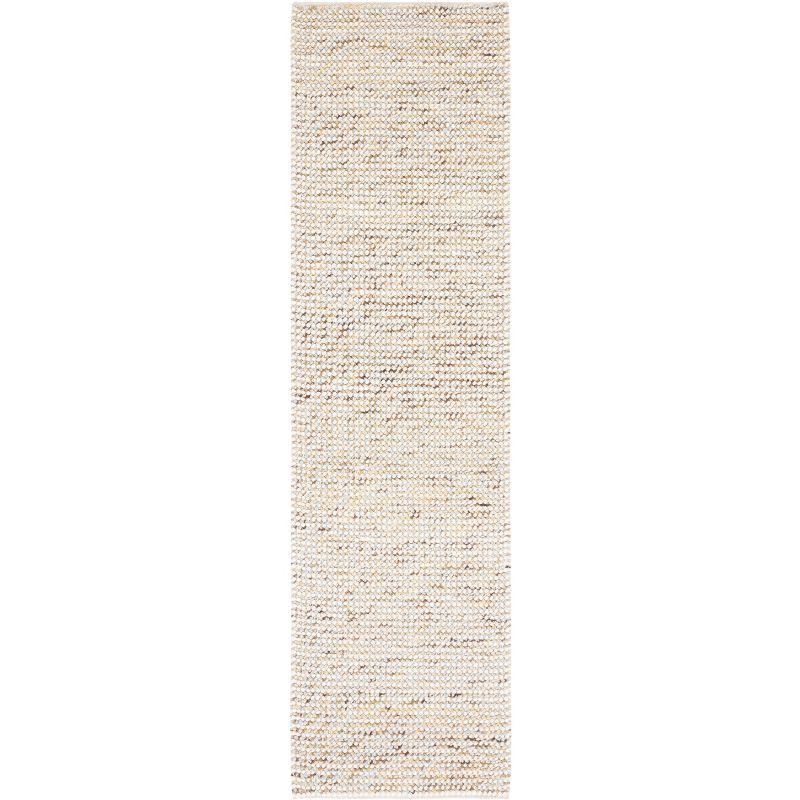 Ivory and Silver Hand-Woven Wool Runner Rug, 2'-3" x 8'