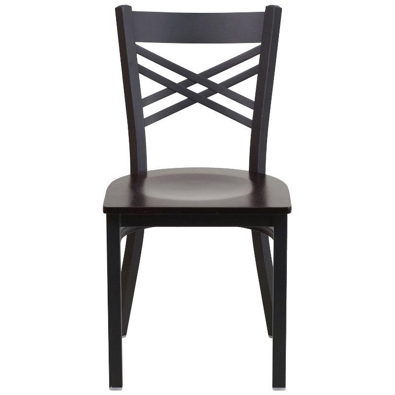 Elevate 32'' Black Steel and Walnut Wood Cross Back Side Chair