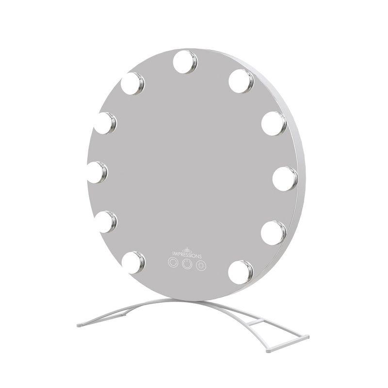 IMPRESSIONS VANITY · COMPANY Hollywood Round Tri Tone Vanity Mirror with LED Lights Modern Mirror with Standing Base Power Outlet