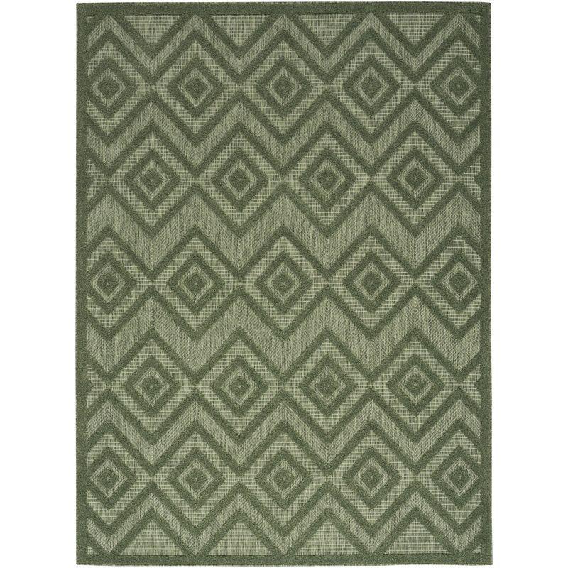 Nourison Versatile Diamond Geometric Flatweave Indoor Outdoor Area Rug Green 5' x 7'