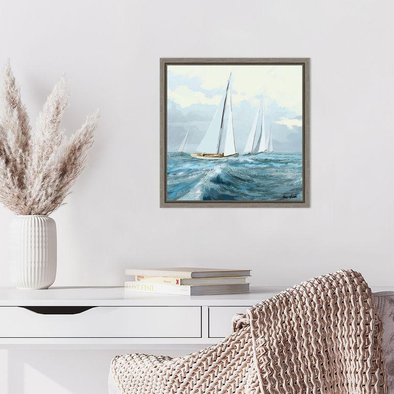 Amanti Art Sailing Ships III by Rick Novak Canvas Wall Art Print Framed 16 x 16-in.