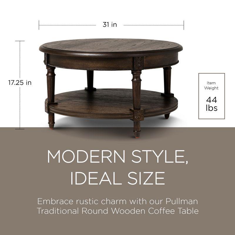 Maven Lane Pullman Traditional Round Wooden Coffee Table