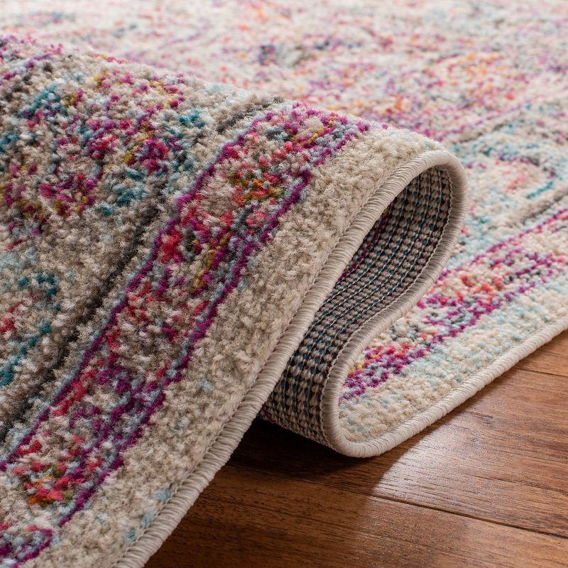 Handmade Beige and Fuchsia 8' x 10' Synthetic Area Rug