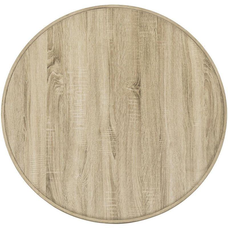 Transitional Light Oak Round Wood Coffee Table - 35"