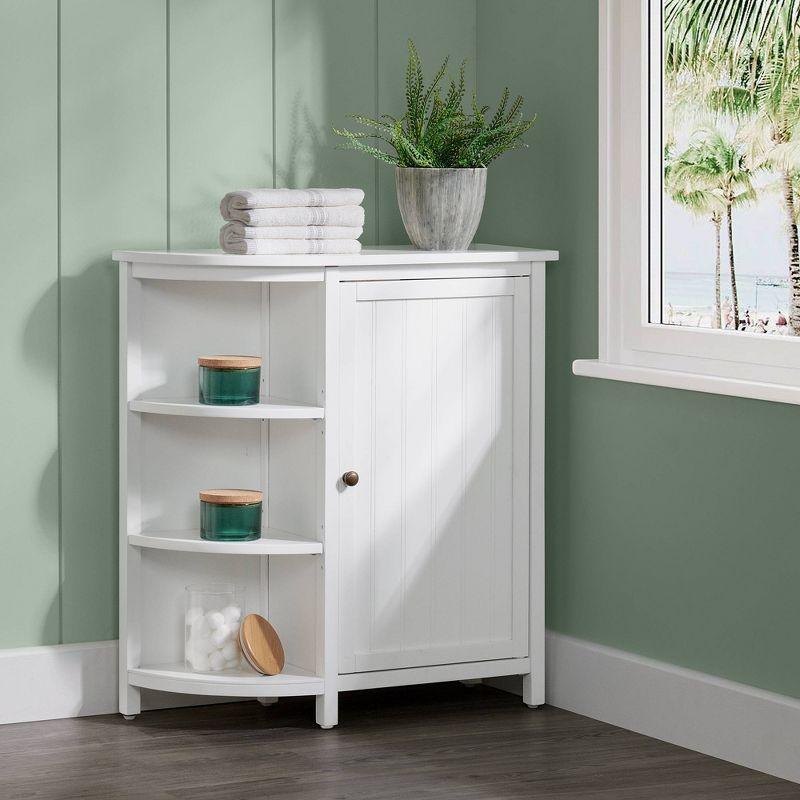 White Wood Bathroom Cabinet with Adjustable Shelving