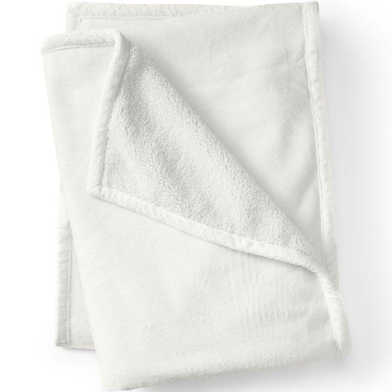 Ivory Reversible Fleece and Sherpa Throw Blanket