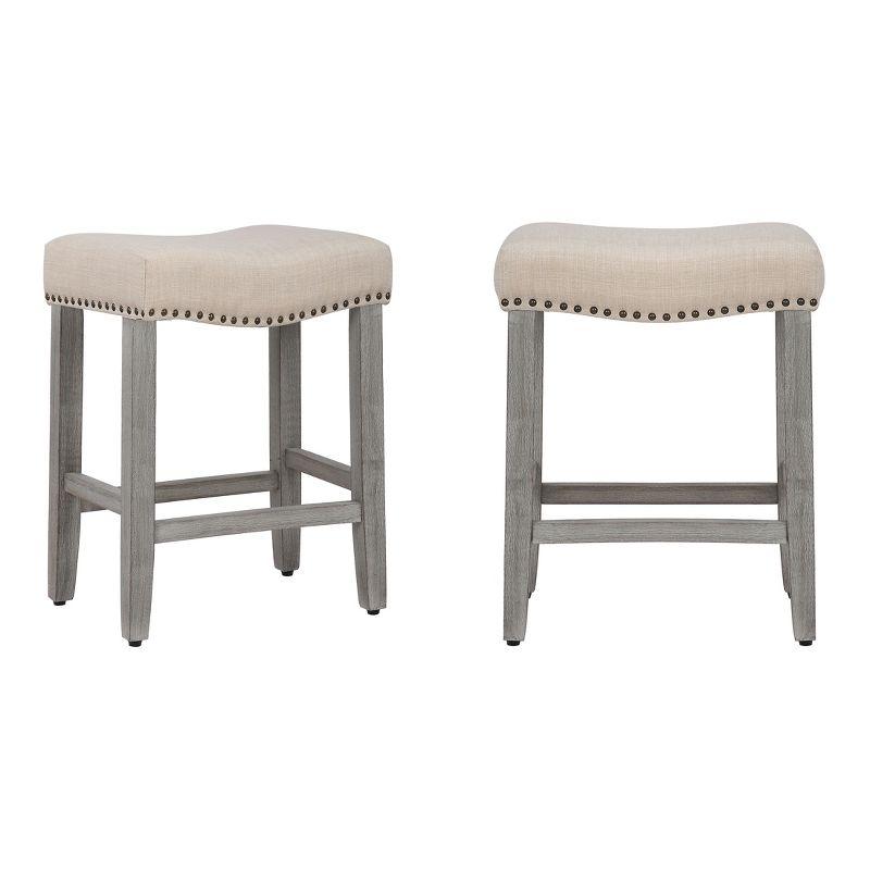 WestinTrends 24" Upholstered Saddle Seat Counter Stool (Set of 2)