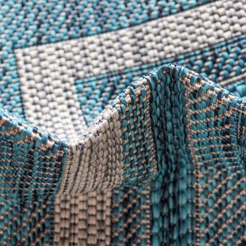 Unique Loom 8' 0 x 8' 0 Octagon Indoor/Outdoor Border Teal Area Rug