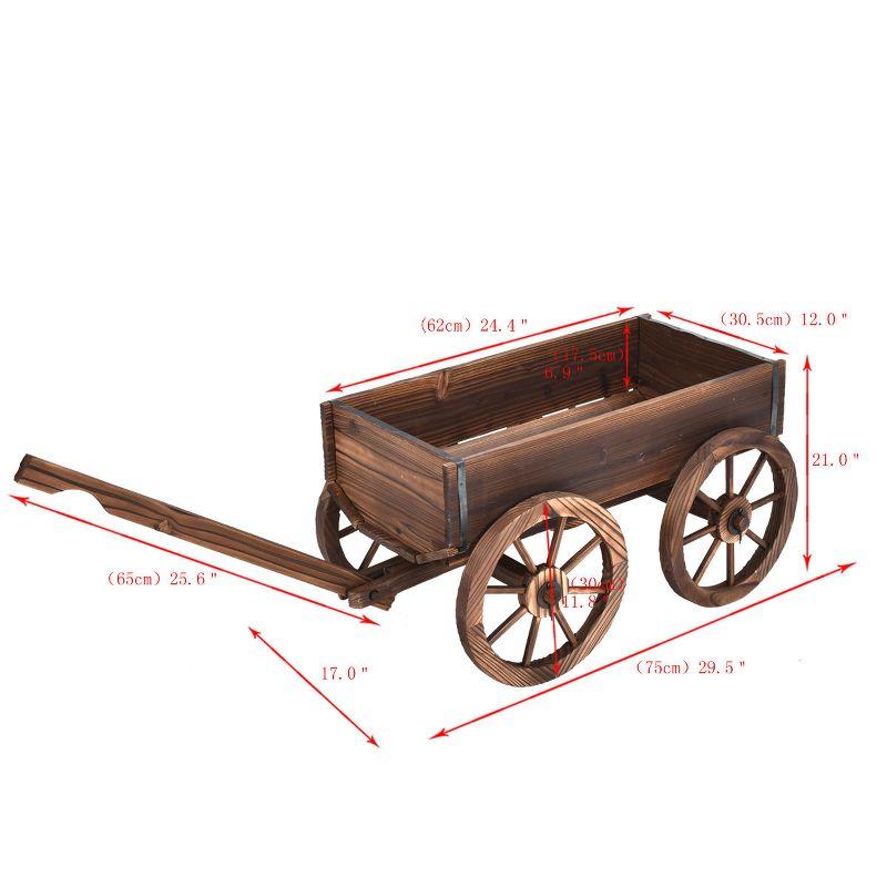 Rustic Fir Wood Wagon Flower Planter with Wheels