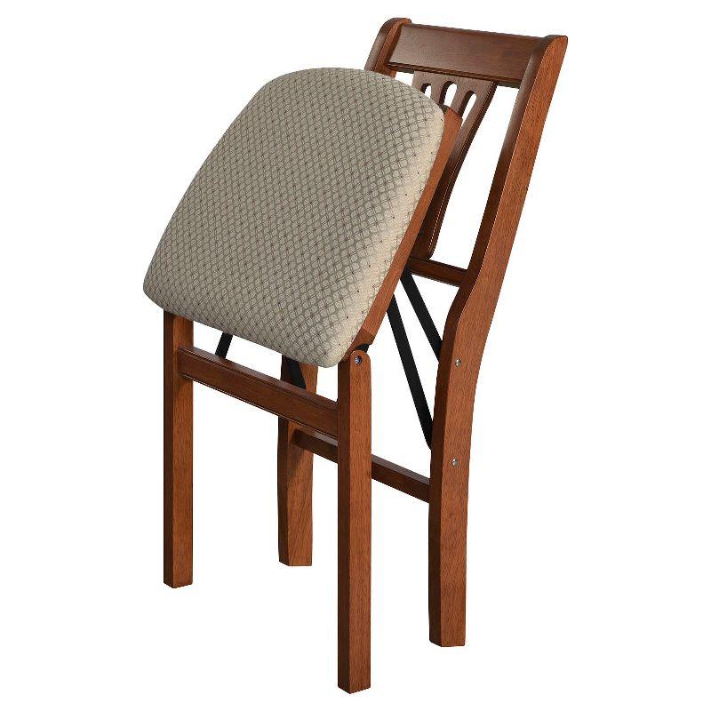 Set of 2 Stakmore Folding Chair with Blush Seat - Brown: Upholstered, No Assembly, Hardwood Frame