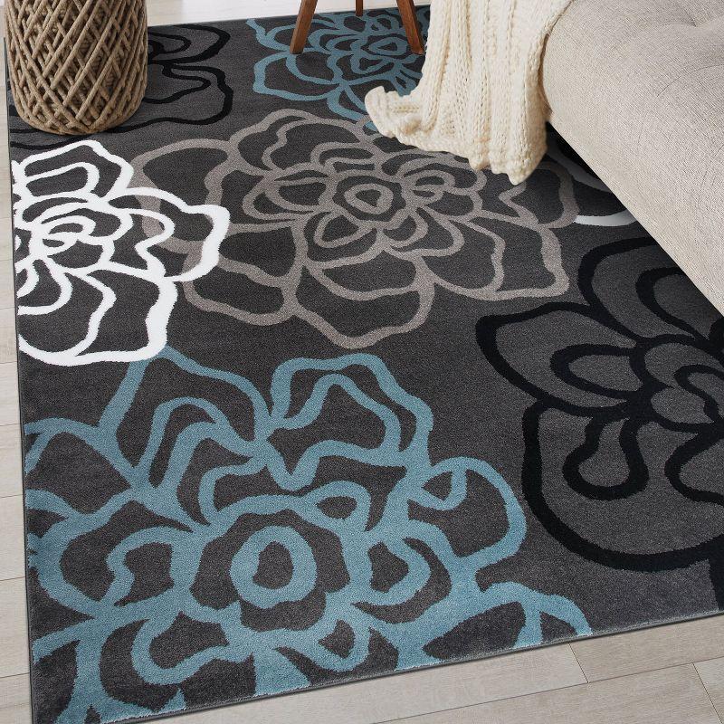 World Rug Gallery Contemporary Modern Floral Flowers Area Rug