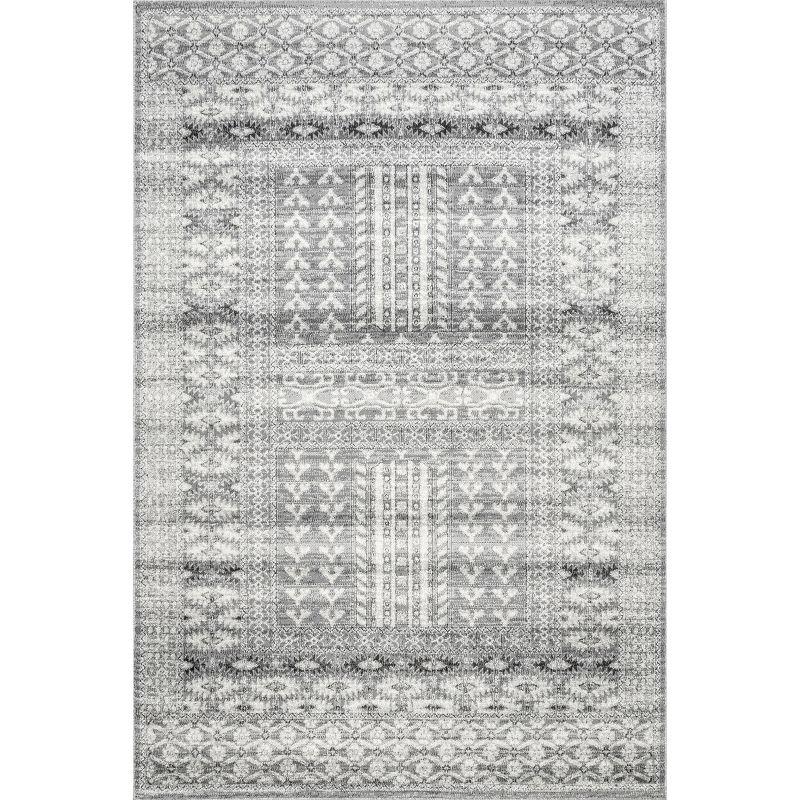 Gray 5' x 7' Distressed Synthetic Area Rug