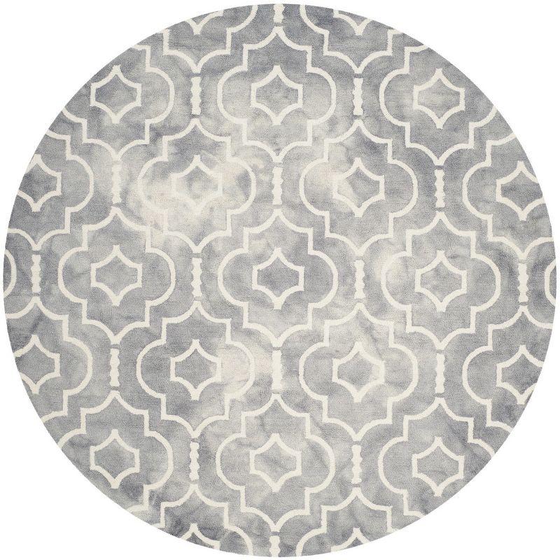 Dip Dye DDY538 Hand Tufted Indoor Area Rug - Grey/Ivory - 5' Round - Safavieh