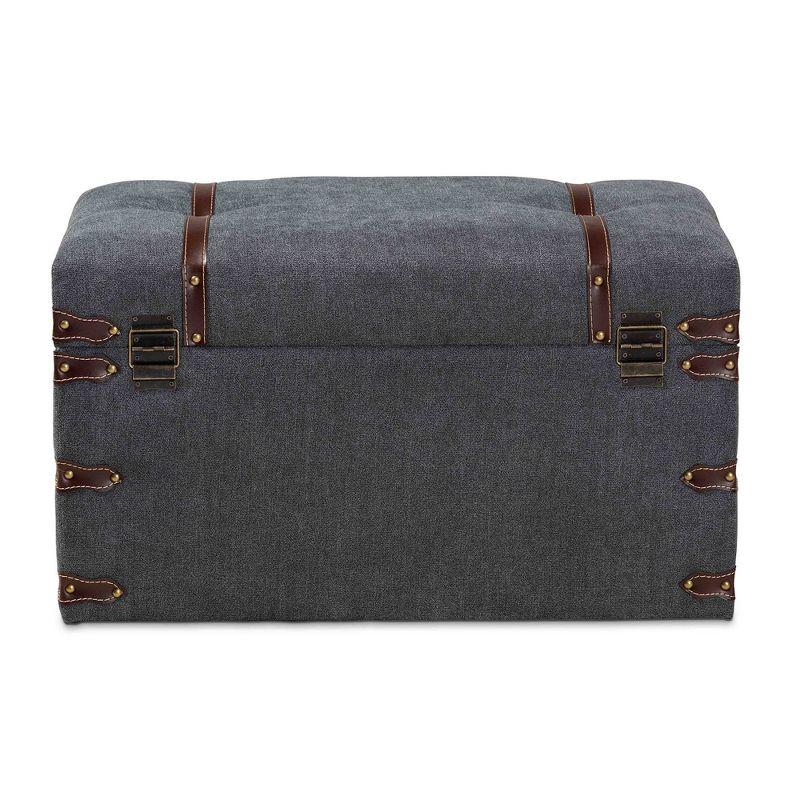 Palma Modern Transitional Fabric Upholstered Storage Trunk Ottoman Gray - Baxton Studio: Cushioned, Antique Brass Latches, No Assembly Required