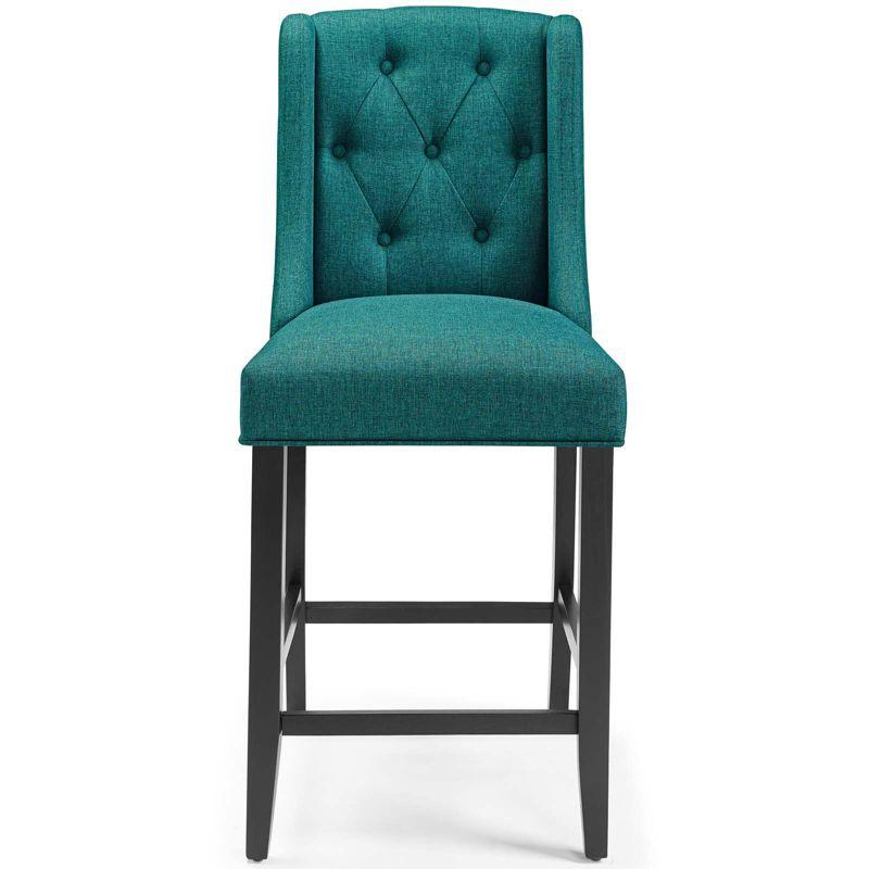 Teal Tufted Button Upholstered Wood Counter Stool