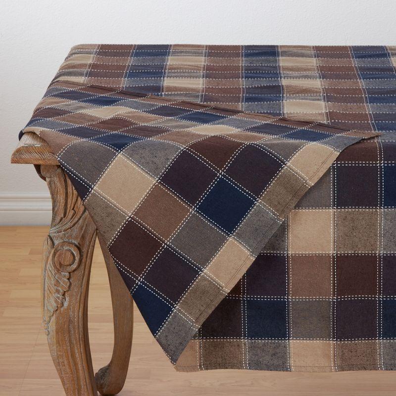 Saro Lifestyle Cotton And Poly Blend Stitched Plaid Tablecloth