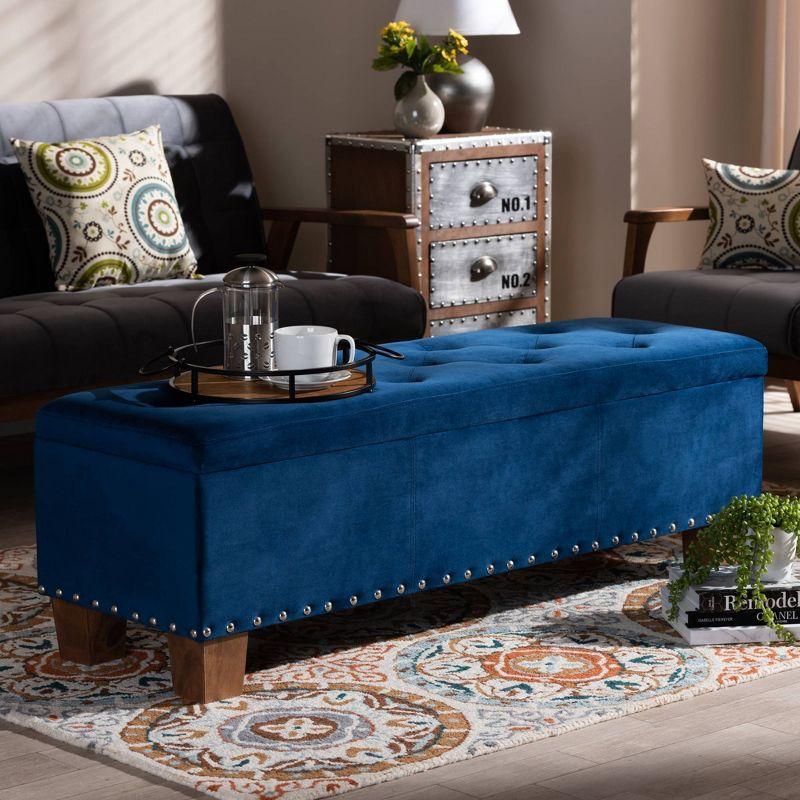 Hannah Velvet Upholstered Button Tufted Storage Ottoman Bench -  Baxton Studio