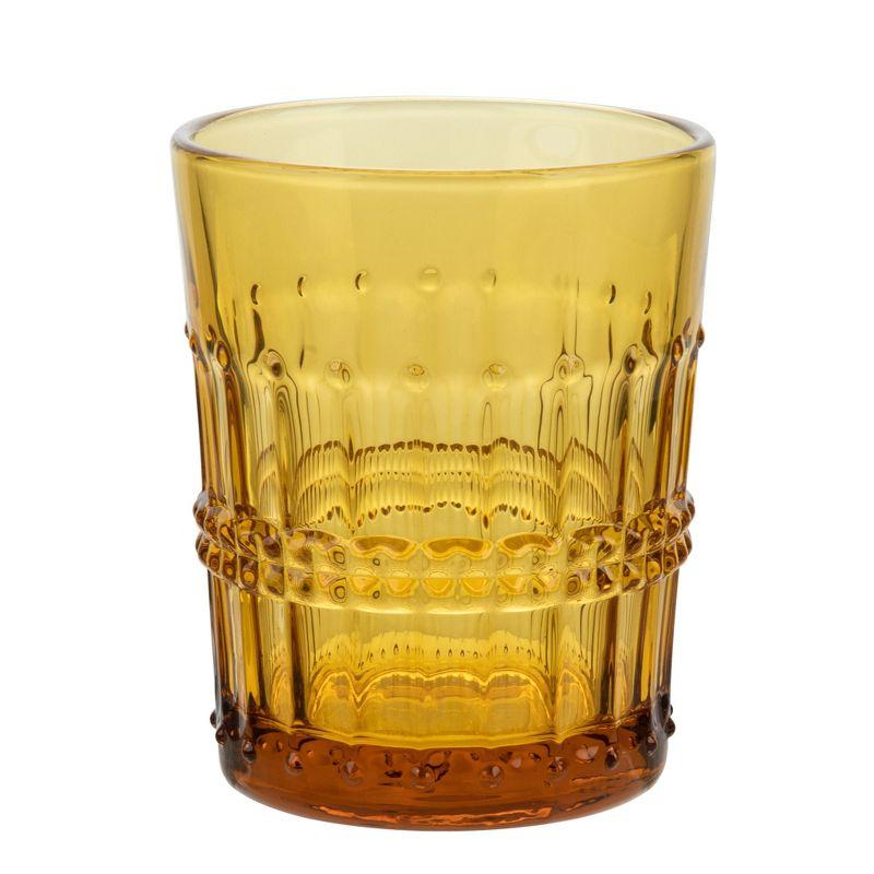 American Atelier Vintage Old Fashion 10 oz. Whiskey Glasses, Romantic Water Tumblers, Barware Glasses for Cocktails, Embossed Beaded Glasses, Set of 4