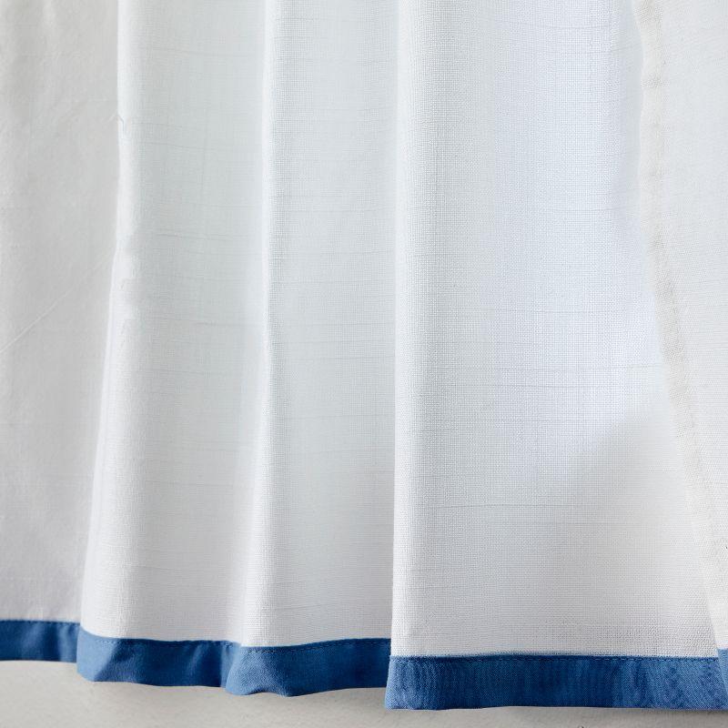 Blue and White Polyester Rod Pocket Bathroom Valance, 56x24