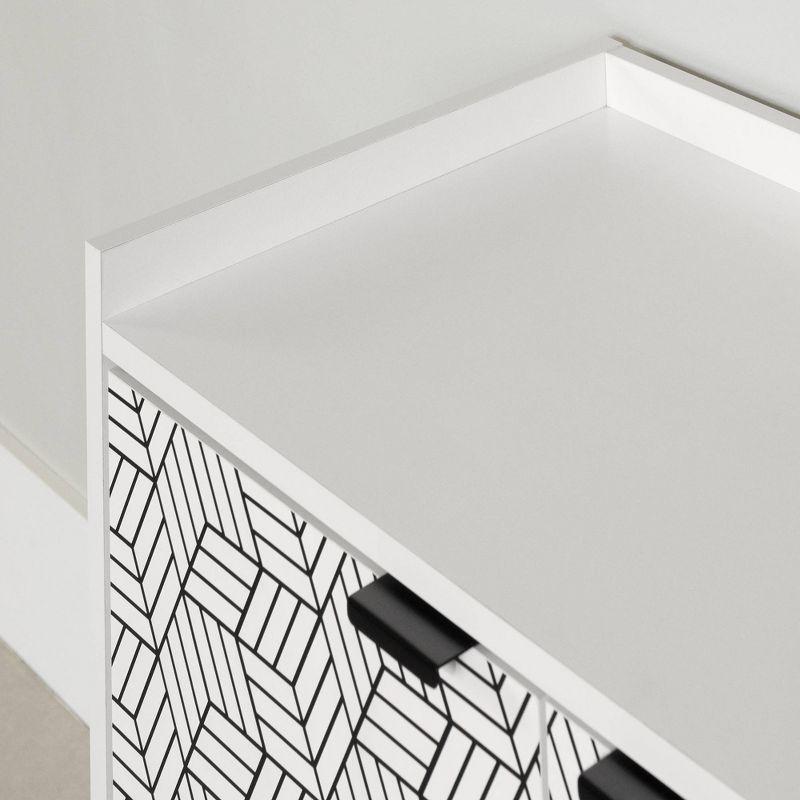 South Shore 31.75" Decorative Storage Cabinet White/Black: Chic Entryway Console with Adjustable Shelf