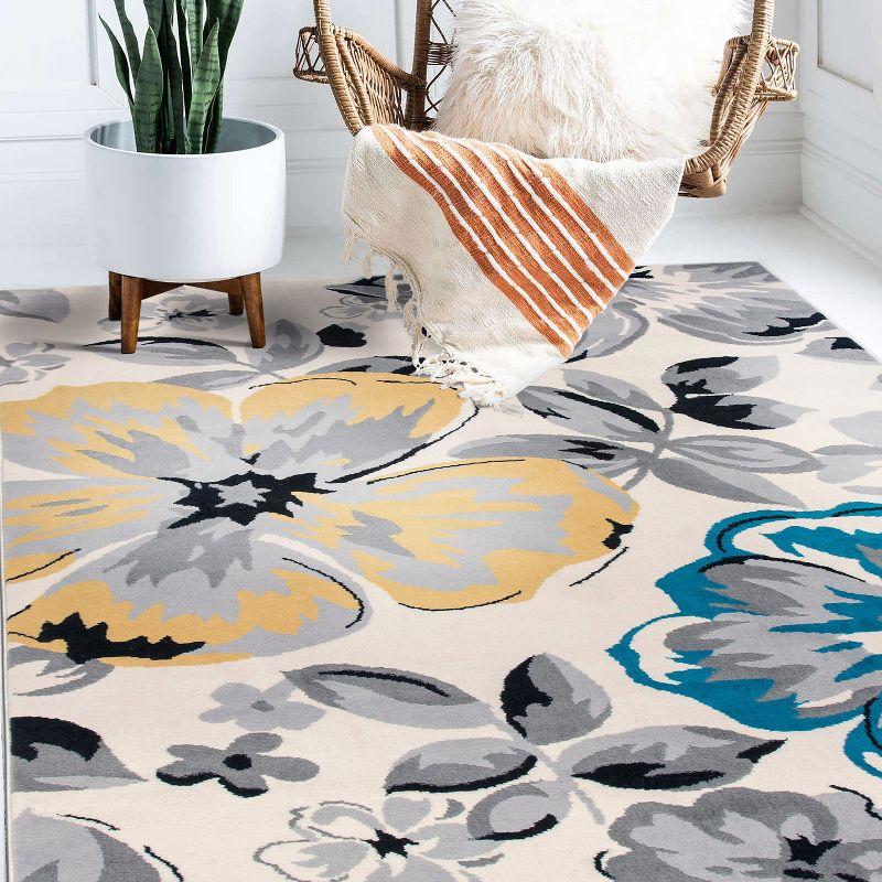 World Rug Gallery Modern Floral Design Cream 6'6" x 9' Area Rug