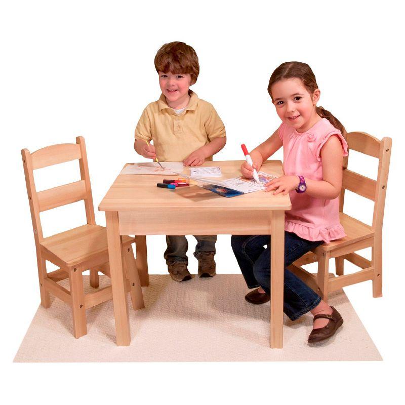 Melissa & Doug Solid Wood Table and 2 Chairs Set - Light Finish Furniture for Playroom