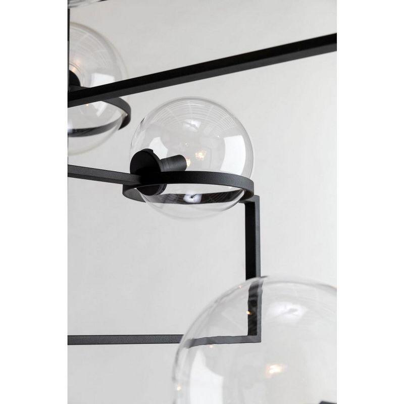 Elliot Textured Black Iron Globe Chandelier with Clear Glass Shades