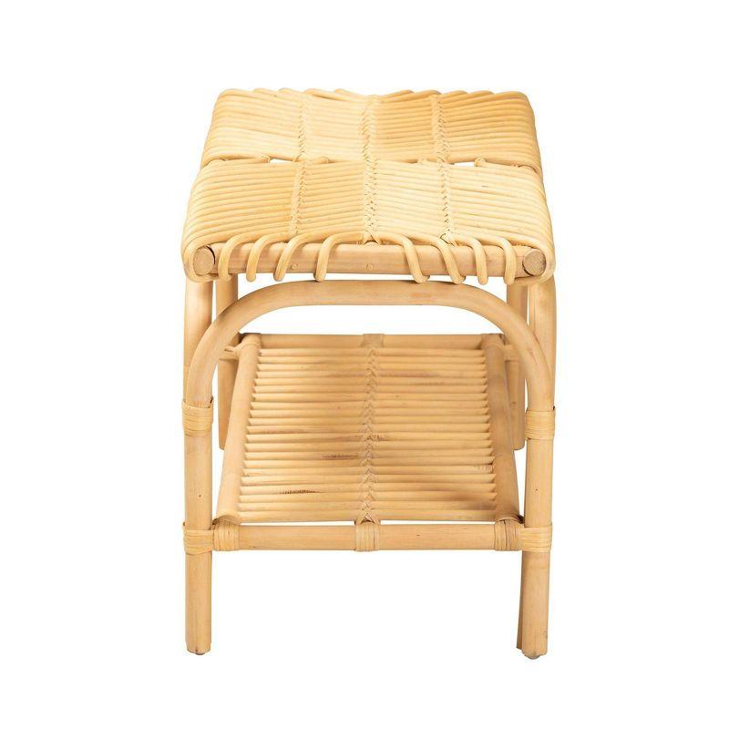 Himari Rattan Accent Bench Natural Brown - Baxton Studio: Handcrafted, Entryway, Bedroom, Shelf Storage
