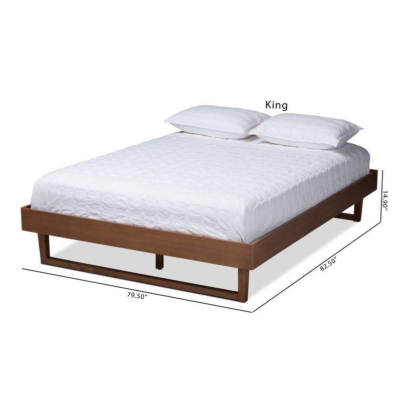 Baxton Studio King Liliya Wood Platform Bed Frame Brown: Rubberwood Construction, No Box Spring Needed, King Size