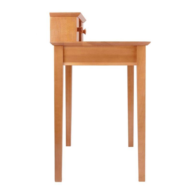 Studio Writing Desk with Hutch Honey Brown - Winsome: Mid-Century Modern, Home Office Furniture, Space-Saving Design
