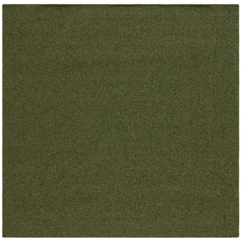 Handwoven Green Braided 4' x 4' Square Synthetic Area Rug