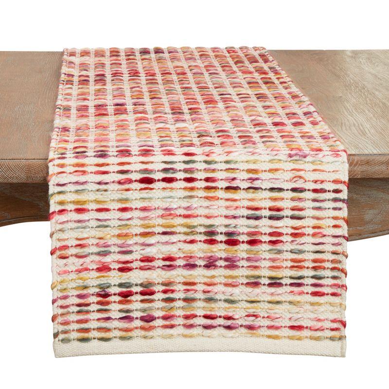 Multicolored Cotton Woven Rainbow Stripe Table Runner, 16"x72"