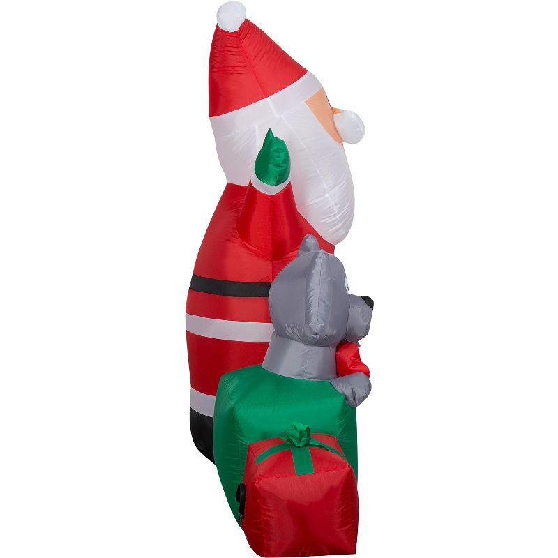 Gemmy 5 ft Red Inflatable Santa with Puppy and Teddy Bear