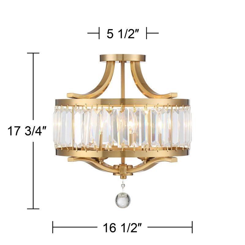 Elegant Brass and Crystal 19.5" Drum Ceiling Light