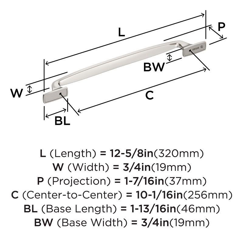 Amerock Highland Ridge 10-1/16 inch (256mm) Center-to-Center Polished Nickel Cabinet Pull