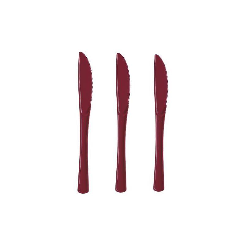 Exquisite Burgundy Plastic Utensil Cutlery Set Forks Spoons Knives- 150 Pack