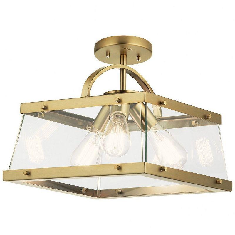 Darton 13.75" 3 Light Convertible Pendant/Semi Flush with Clear Glass in Classic Pewter