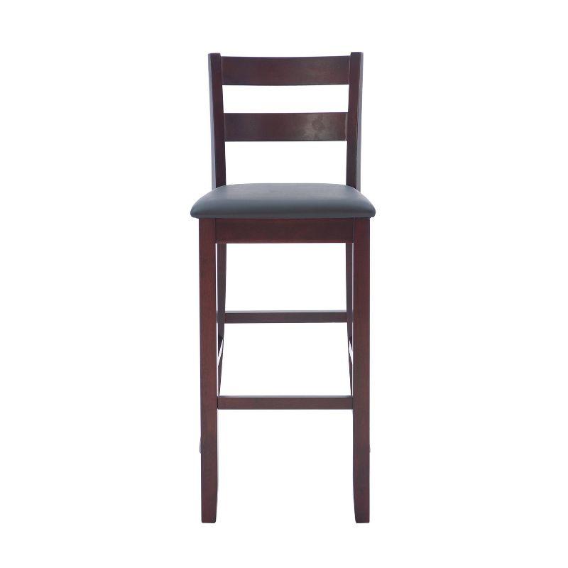 Torino 31" Ladder Back Merlot Wood & Brown Faux Leather Barstool