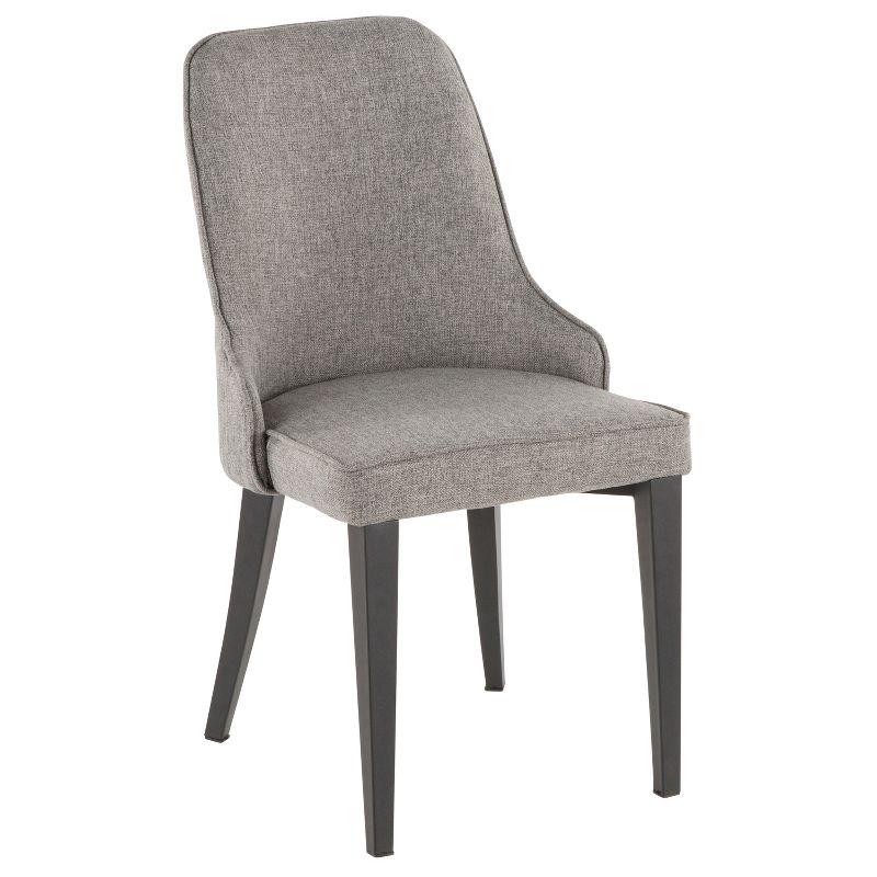 Elegant Gray Upholstered Parsons Chair with Black Metal Legs - Set of 2