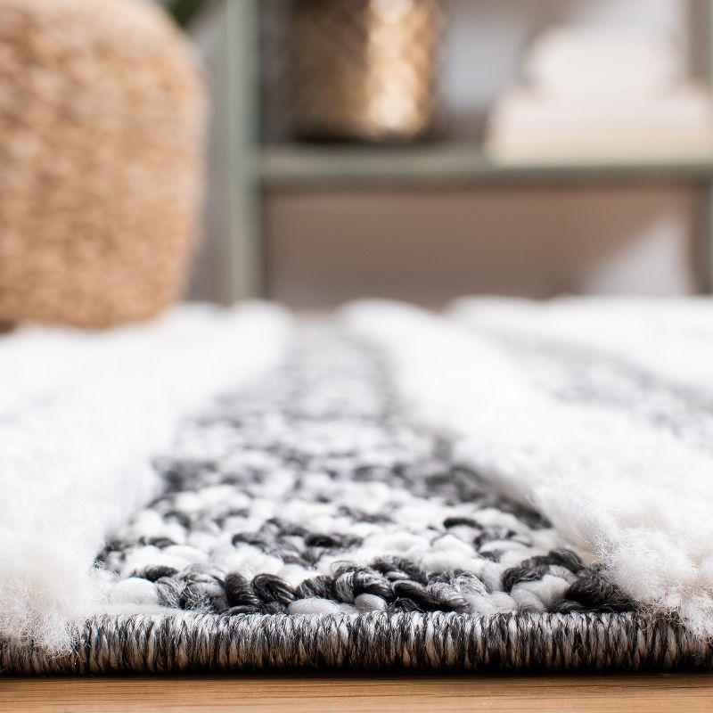 Moroccan Tassel Shag MTS632 Power Loomed Area Rug - Black/Ivory - 3'x5' - Safavieh.
