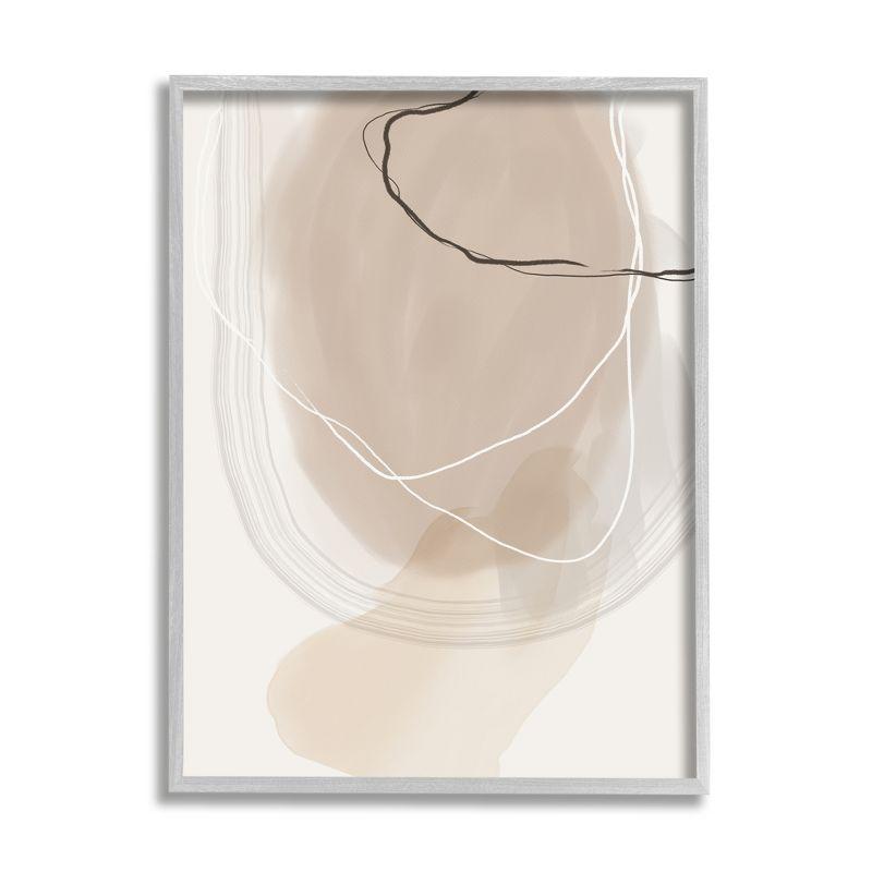 Modern Abstract Beige and Brown Framed Wall Art