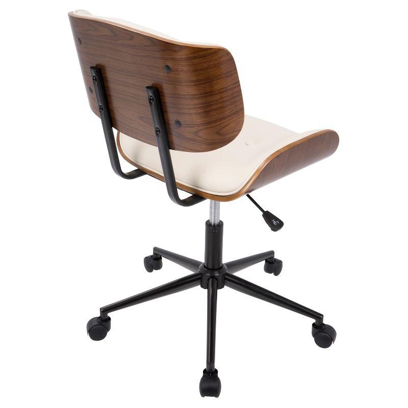 Lombardi Mid-Century Modern Swivel Task Chair in Walnut & Cream