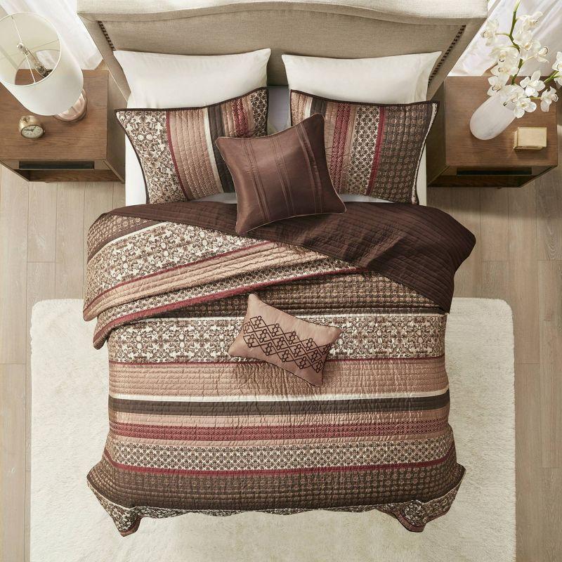 Madison Park Princeton Jacquard Quilt Set with Throw Pillows