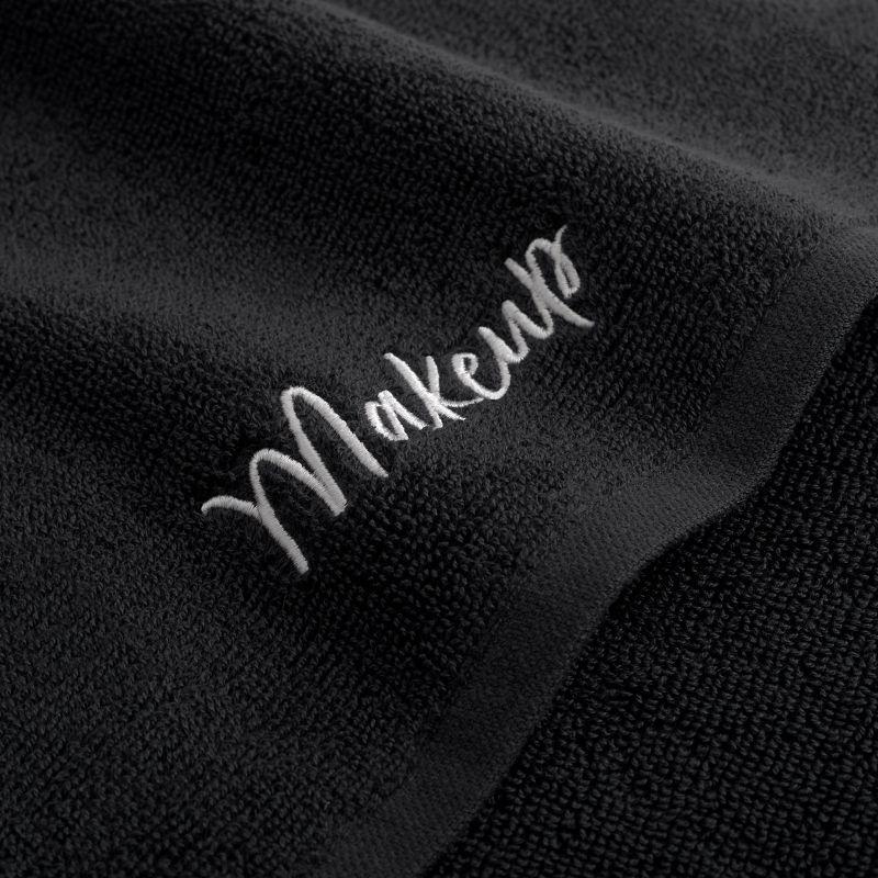 Host & Home Cotton Embroidered Makeup Towel (6 Pack), Black