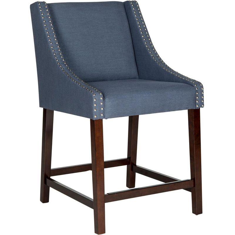 Espresso Wood and Navy Linen 23'' Transitional Counter Stool