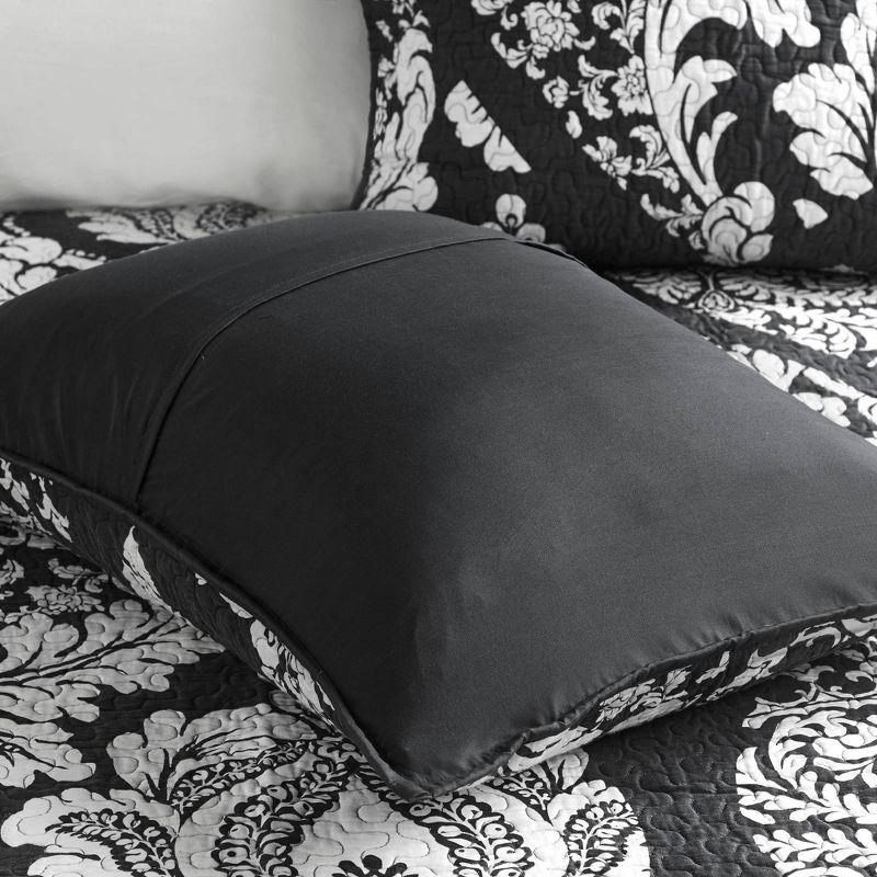 King Black Cotton Reversible Quilt Set with Decorative Pillows