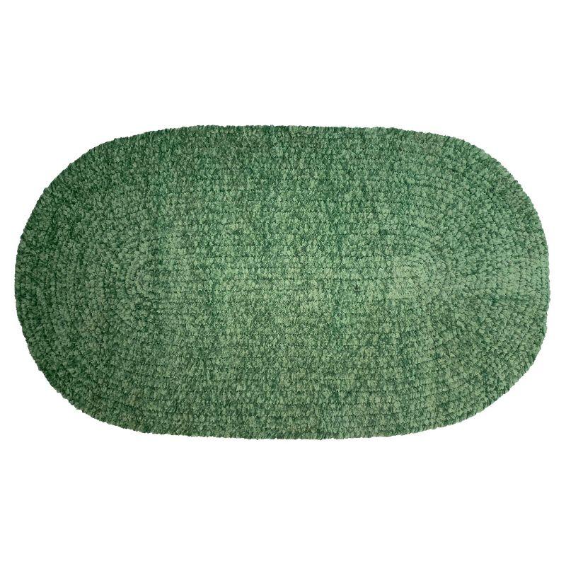 Diluth Green Oval Chenille Reversible Braided Rug