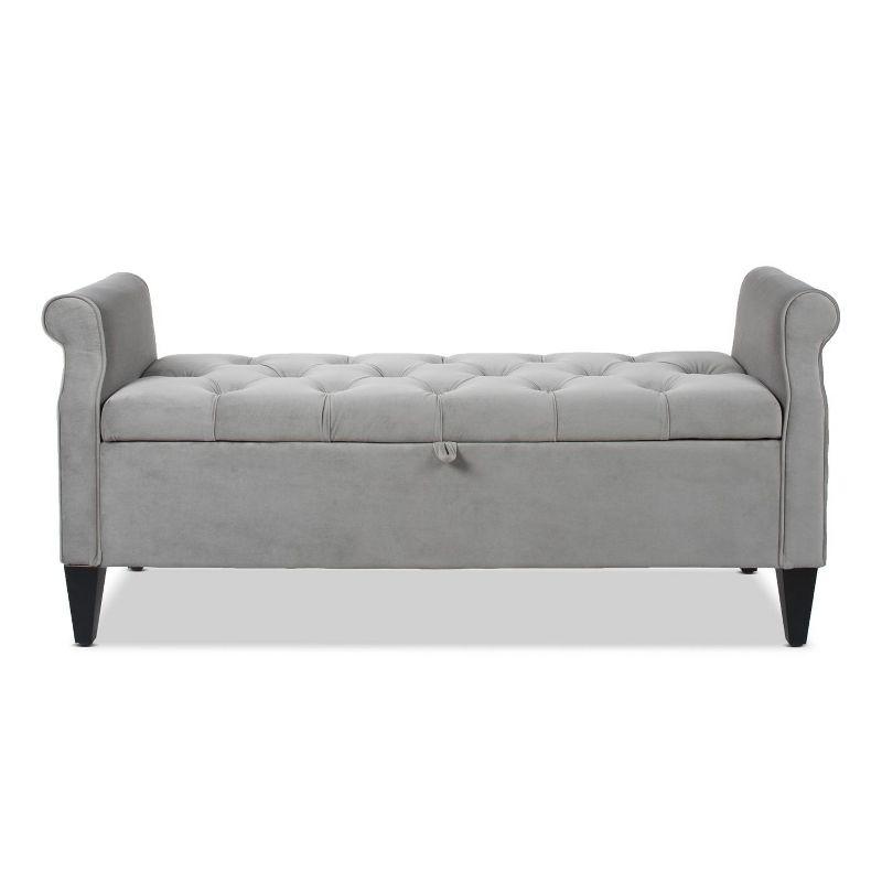 NicBex Modern 57.5" Storage Bench Wood Accent Stools with Tufted Top and Rolling Arms for Bedroom and Entryway, Gray