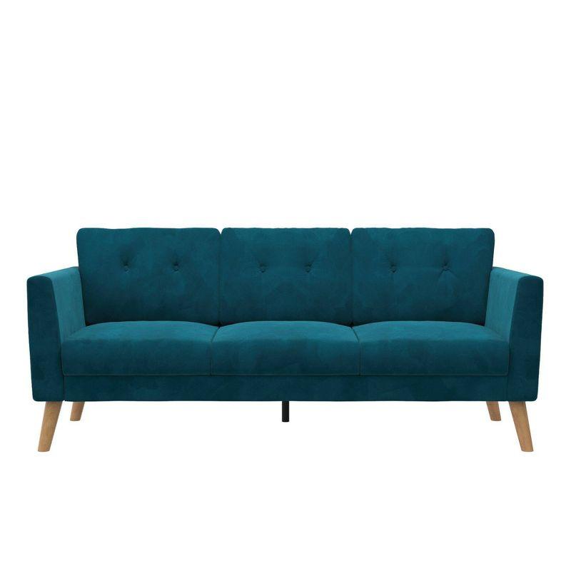 Chic Blue Velvet Tufted Sofa Sectional with Ottoman