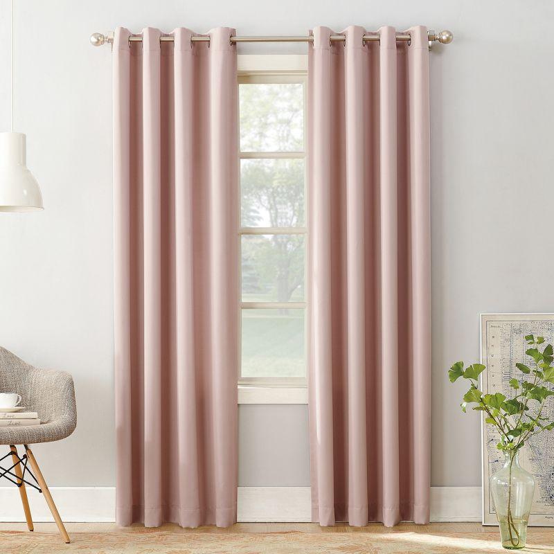 Dusty Pink Polyester Room Darkening Grommet Drapes